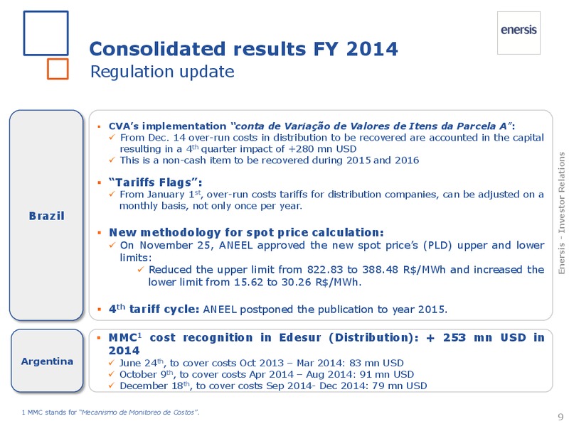FY 2014 results – Enersis – slide 10