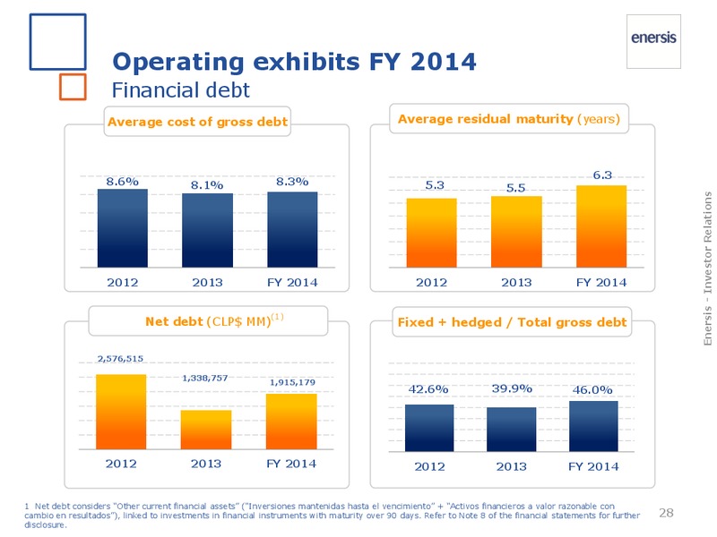 FY 2014 results – Enersis – slide 28