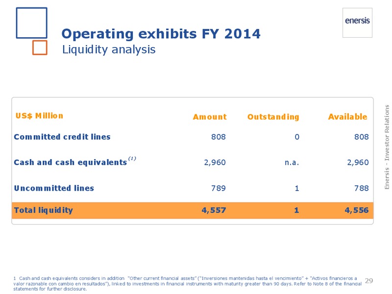 FY 2014 results – Enersis – slide 29