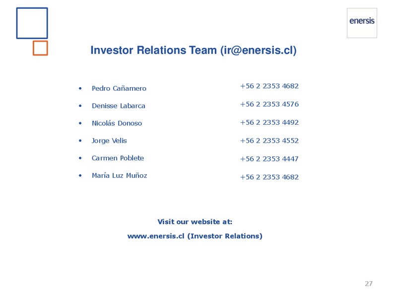1H 2014 Results – Enersis – slide 26