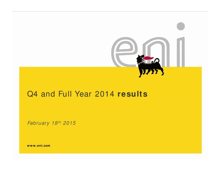 Q4 2014 Results – Eni Us Operating Co – slide 1