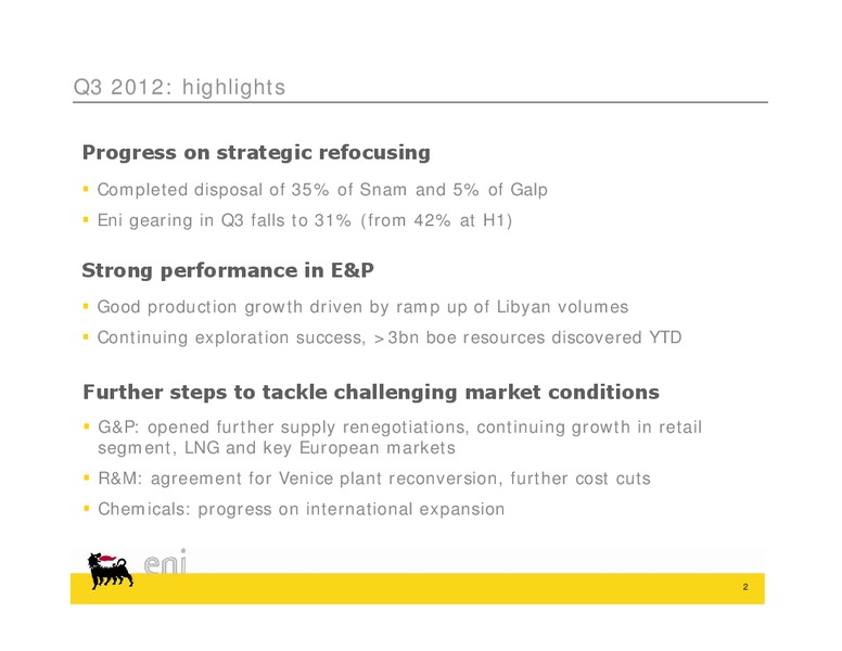 Q3 2012 Earnings Call – Eni Us Operating Co – slide 2