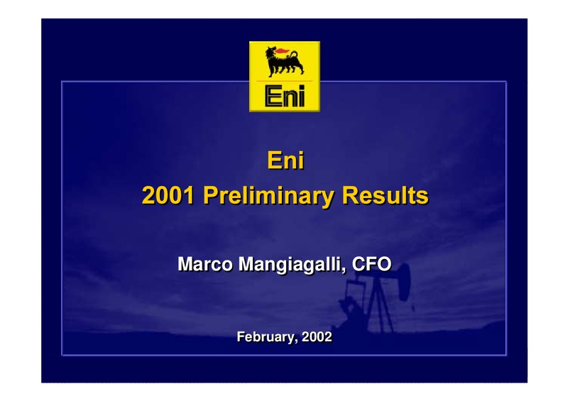 2001 Premliminary Results – Eni S.P.A – slide 8