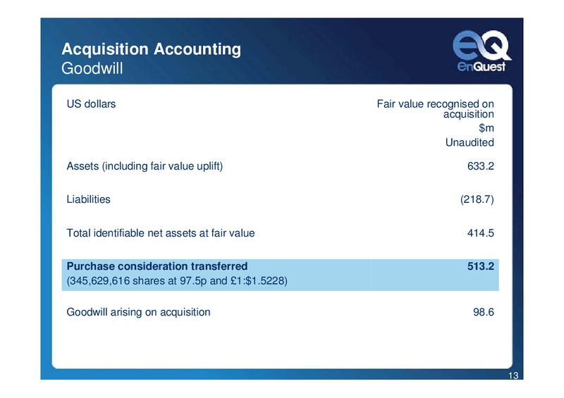 Q2 2010 EARNINGS CALL – Enquest – slide 13
