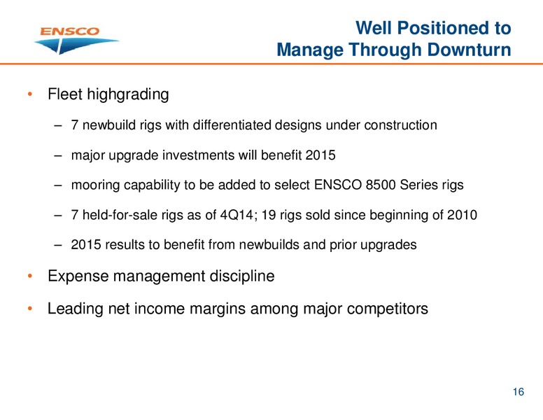 INVESTOR PRESENTATION – Ensco Plc – slide 15