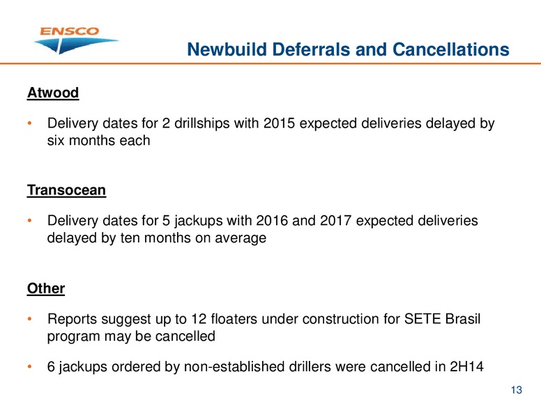 INVESTOR PRESENTATION – Ensco Plc – slide 12