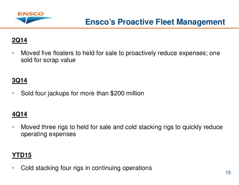 INVESTOR PRESENTATION – Ensco Plc – slide 14