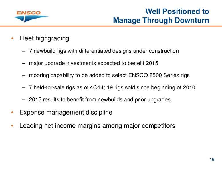INVESTOR PRESENTATION – Ensco Plc – slide 15