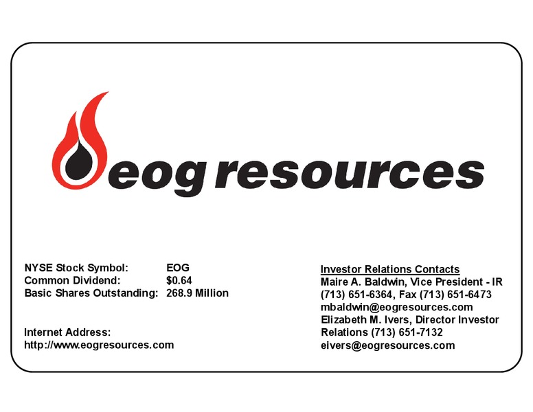 INVESTOR PRESENTATION – EOG Resources, Inc. – slide 1