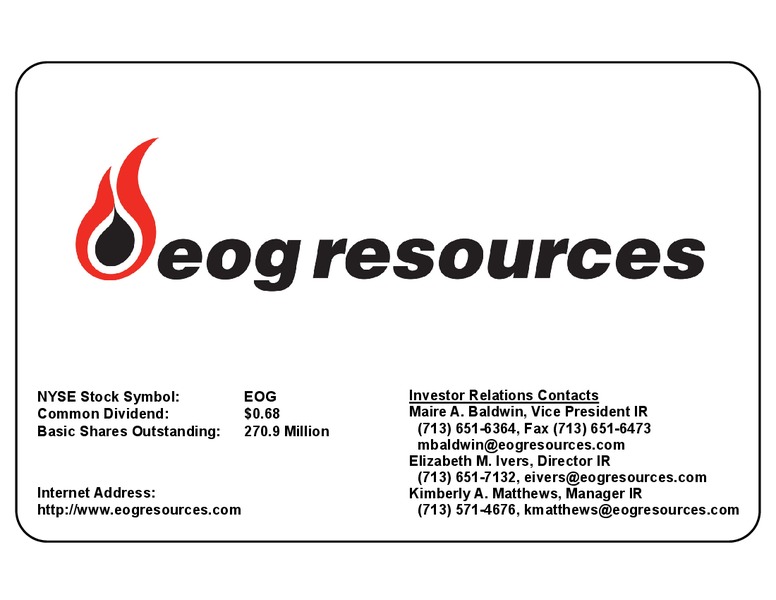 Wells Fargo Securities Annual Pipeline, MLP and E&P, Services and Utility Symposium – EOG Resources, Inc. – slide 1