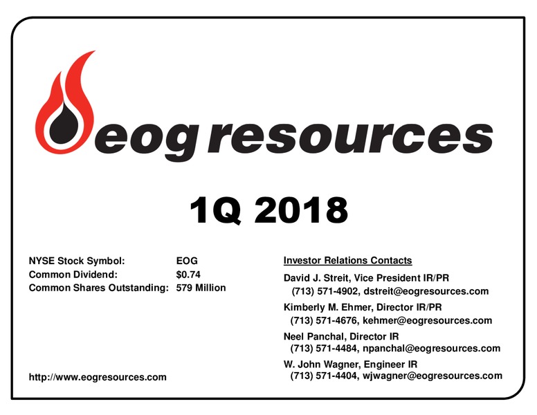 1Q 2018 Earnings Presentation – EOG Resources, Inc. – slide 1