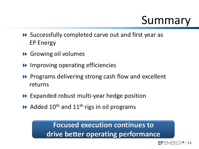 4TH QUARTER & YEAR END 2012 INVESTOR UPDATE – EP Energy Corp – slide 13