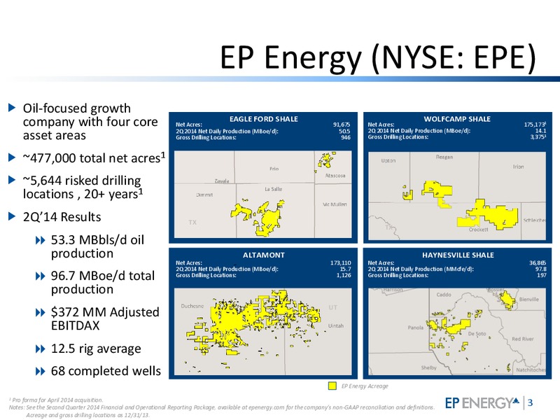September 2014 Investor Update – EP Energy Corp – slide 2
