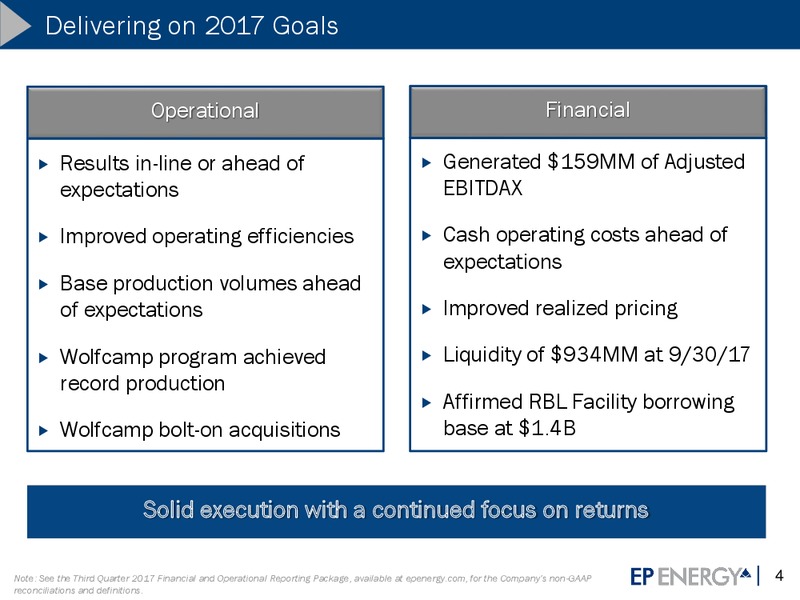 November 2017 Investor Presentation – EP Energy Corp – slide 3