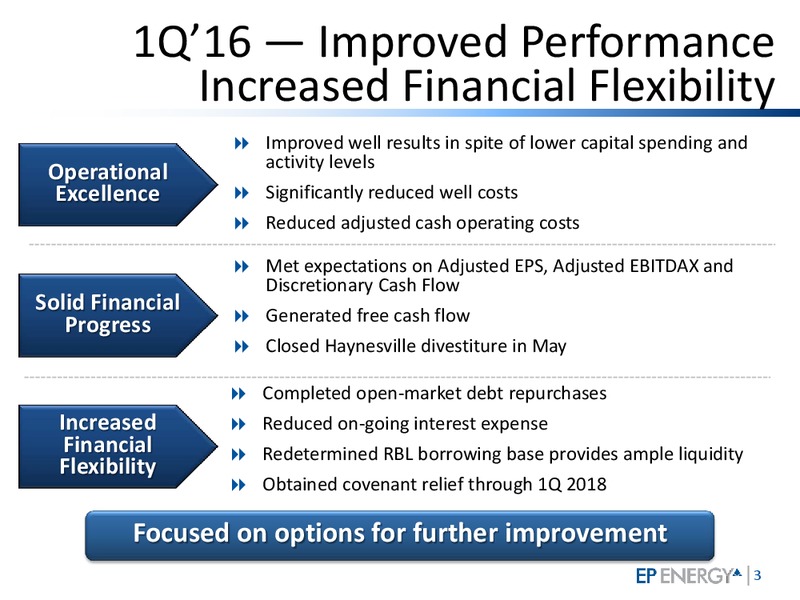 May 2016 Investor Update – EP Energy Corp – slide 2