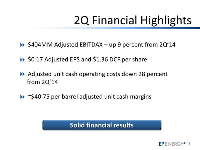 Q2 2015 RESULTS – EP Energy Corp – slide 6