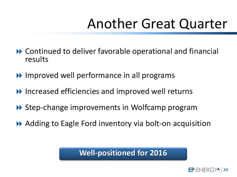 Q2 2015 RESULTS – EP Energy Corp – slide 19