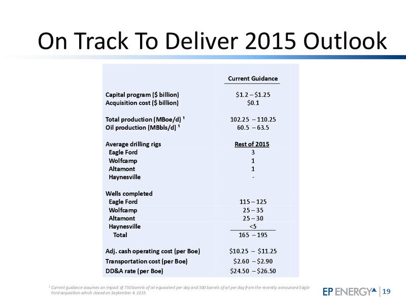 3Q 2015 Investor Update – EP Energy Corp – slide 17