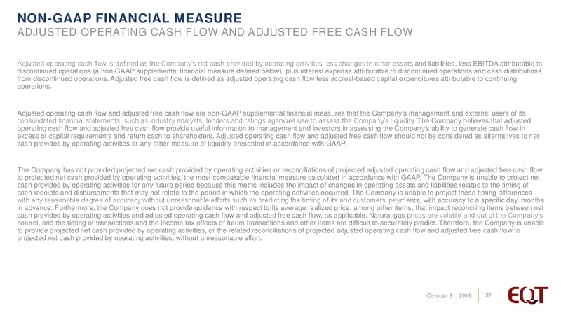 3Q 2019 Earnings Presentation – EQT Corp – slide 31