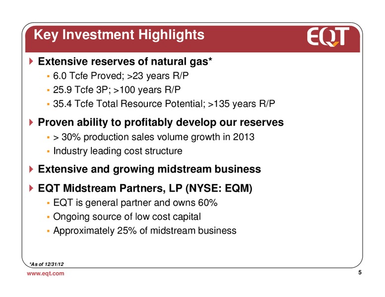 May 2013 Analyst Presentation – EQT Corp – slide 2