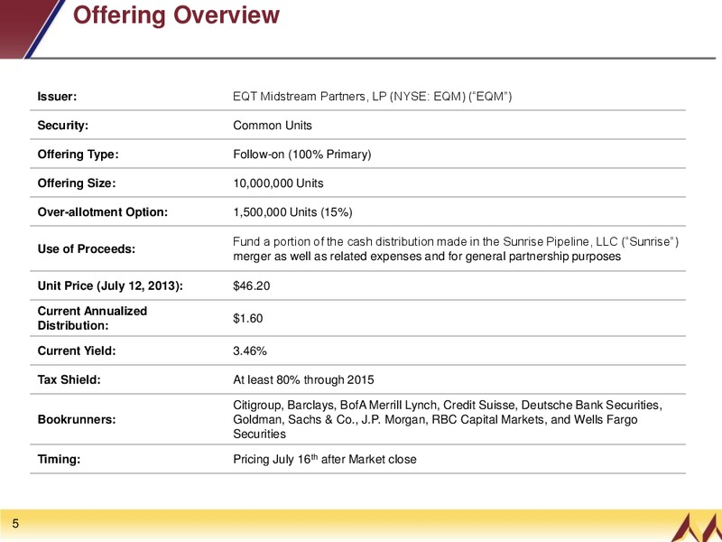 Common Unit Offering – EQT Midstream Partners Lp – slide 2