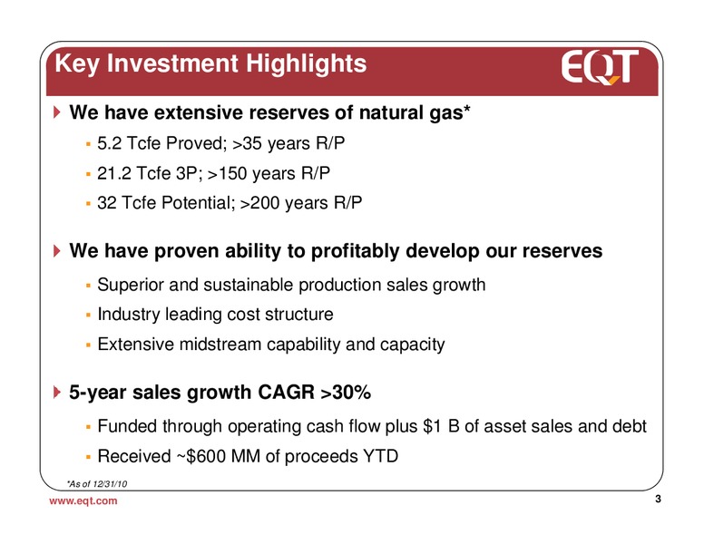 Q2 2011 Earnings Call – EQT Corp – slide 2