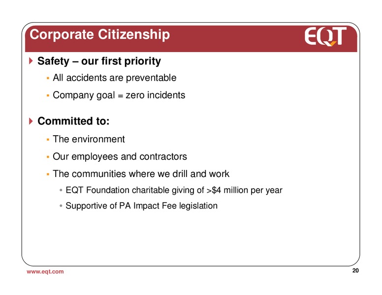 August 2011 Analyst Presentation – EQT Corp – slide 19