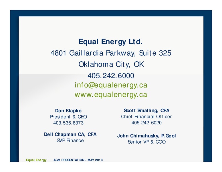 Annual and Special Meeting – Equal Energy Ltd. – slide 25