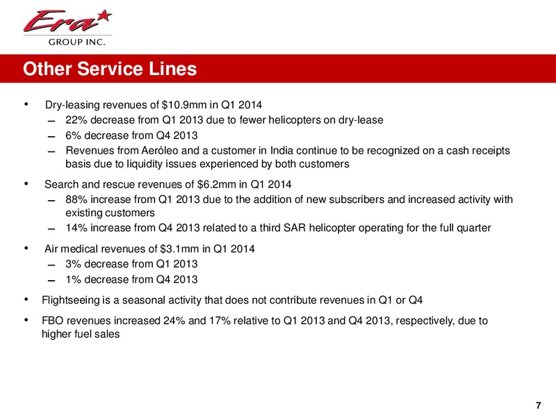 Q1 2014 EARNINGS CALL – Era Helicopters – slide 7
