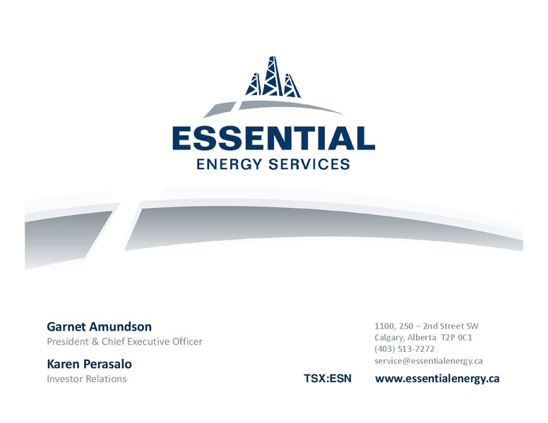Investor Presentation – Essential Energy Services – slide 26