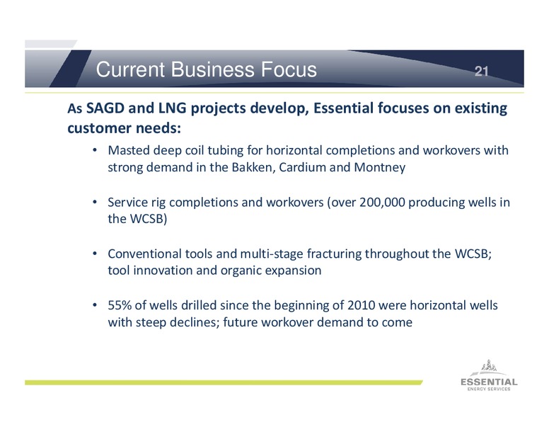 SEPTEMBER 2013 INVESTOR PRESENTATION – Essential Energy Services – slide 20