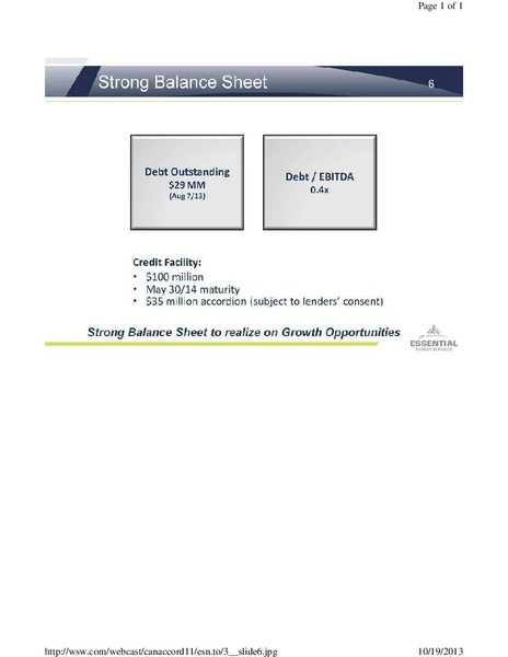 CANACCORD GENUITY GLOBAL RESOURCE CONFERENCE – Essential Energy Services – slide 6