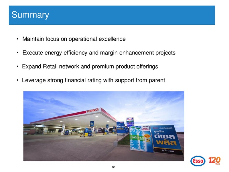 Q3 2014 ANALYST PRESENTATION – Esso (Thailand) Public Company Ltd – slide 12