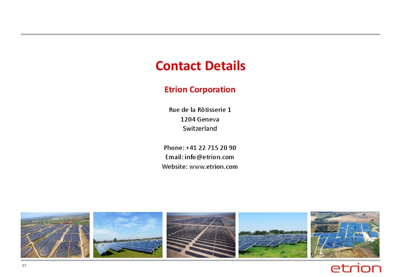 Corporate Presentation – Etrion Corporation – slide 36