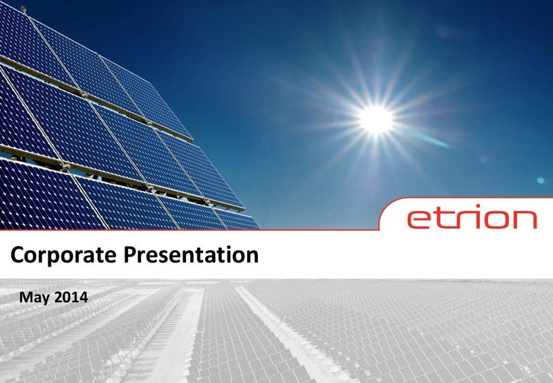 CORPORATE PRESENTATION – Etrion Corporation – slide 1