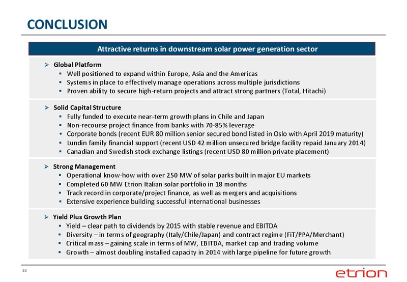 CORPORATE PRESENTAITON – Etrion Corporation – slide 32