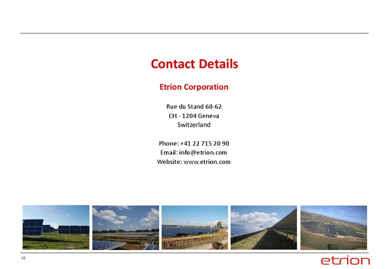 CORPORATE PRESENTAITON – Etrion Corporation – slide 37
