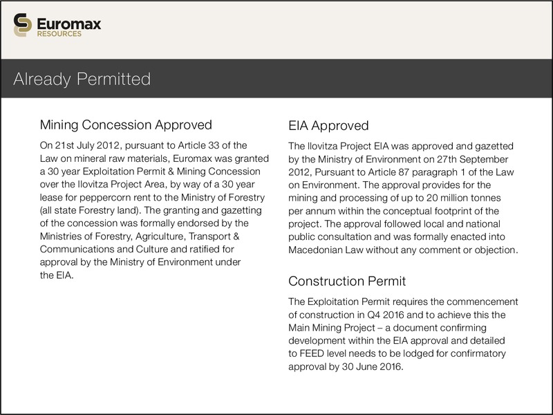 INVESTOR PRESENTATION – Euromax Resources Ltd. – slide 17