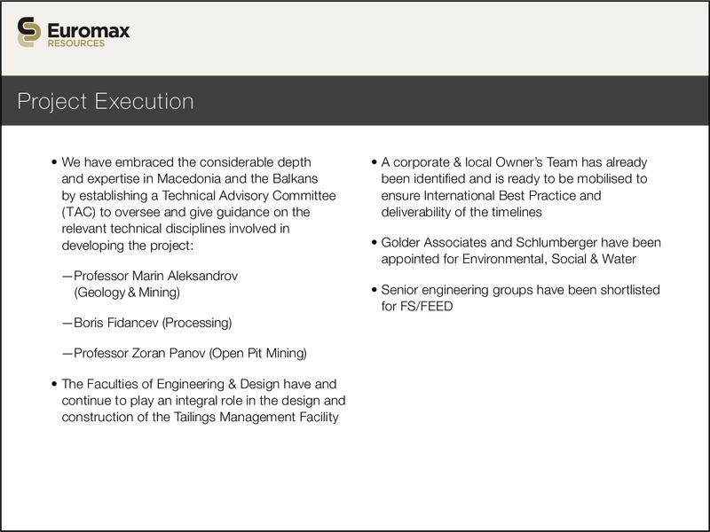 INVESTOR PRESENTATION – Euromax Resources Ltd. – slide 18