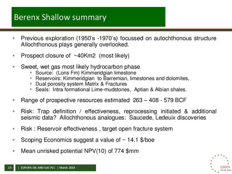 Investor Presentation – Europa Oil and Gas – slide 13