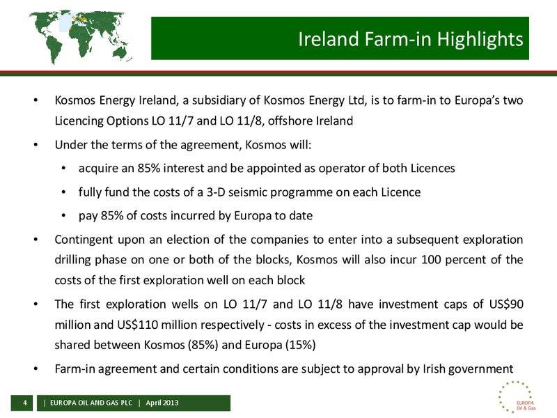 Ireland Farm in – Europa Oil and Gas – slide 3