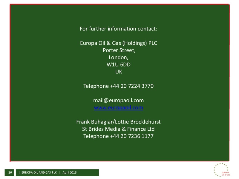 Ireland Farm in – Europa Oil and Gas – slide 25
