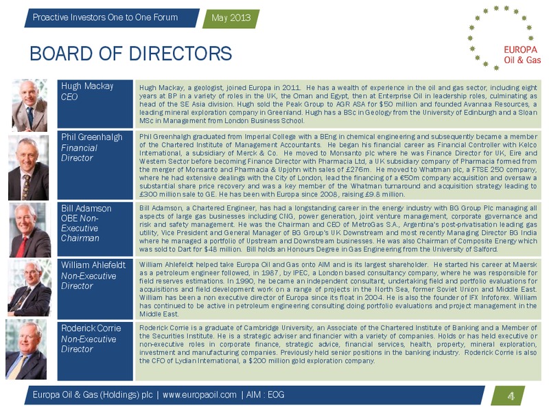 Proactive Investors One to One Forum – Europa Oil and Gas – slide 3
