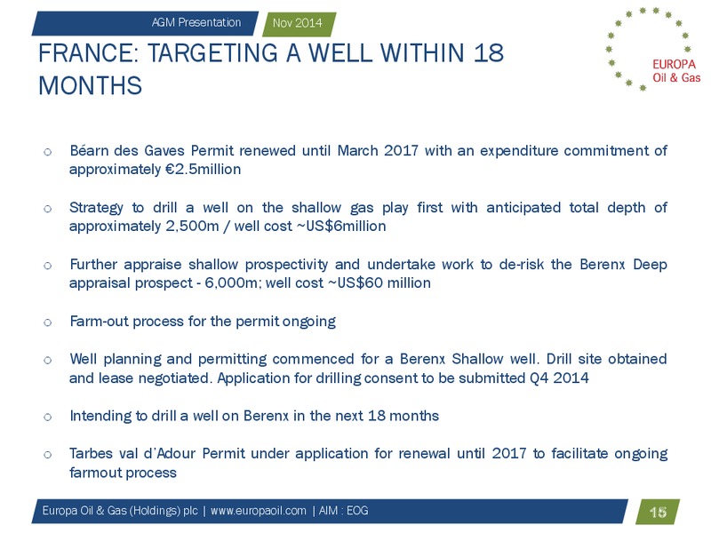 AGM Presentation – Europa Oil and Gas – slide 14