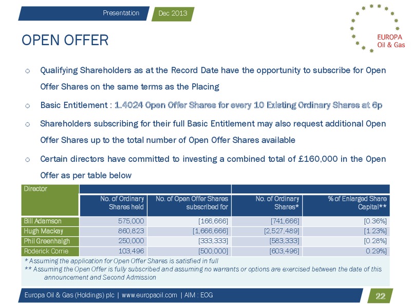 INVESTOR PRESENTATION – Europa Oil and Gas – slide 21