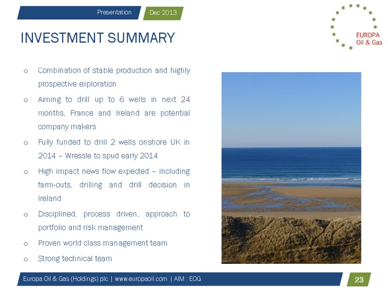 INVESTOR PRESENTATION – Europa Oil and Gas – slide 22