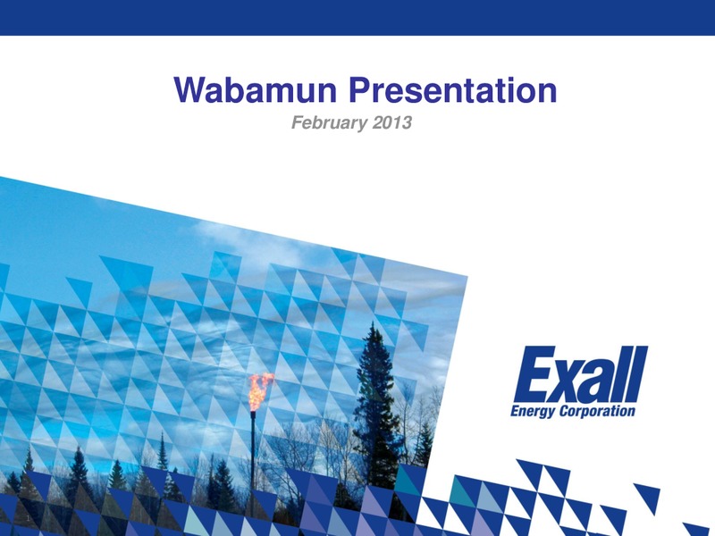 Wabamun Presentation – Exall Energy – slide 1