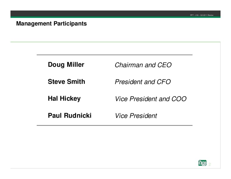 Investor Presentation – Exco Resources Inc. – slide 2