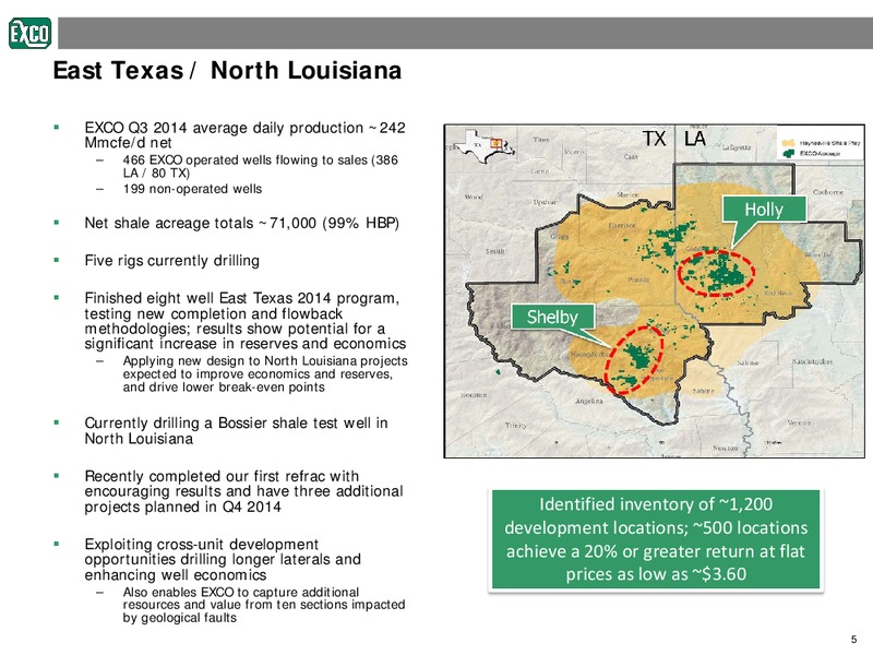 Third Quarter 2014 Earnings Review – Exco Resources Inc. – slide 5