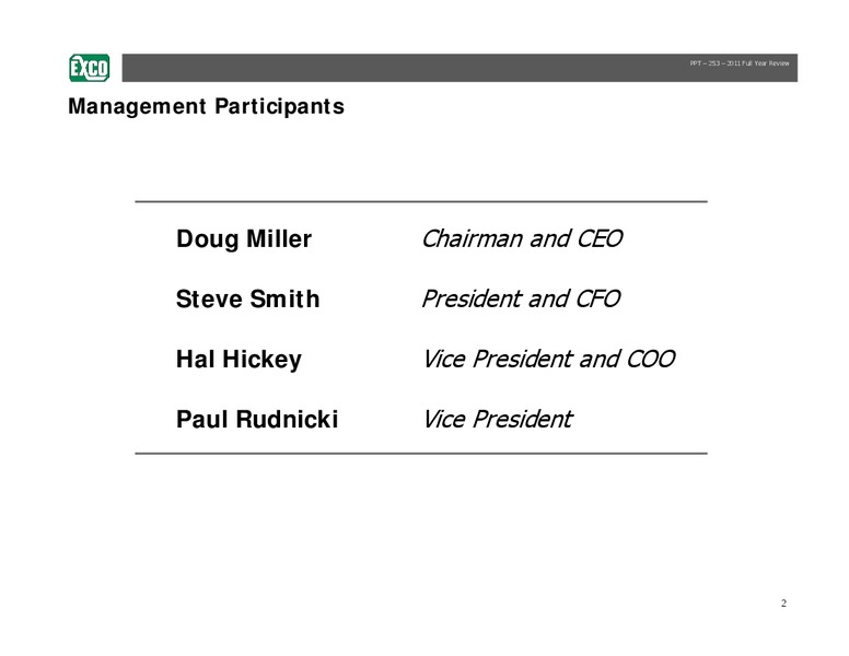 Q4 2011 Review – Exco Resources Inc. – slide 2